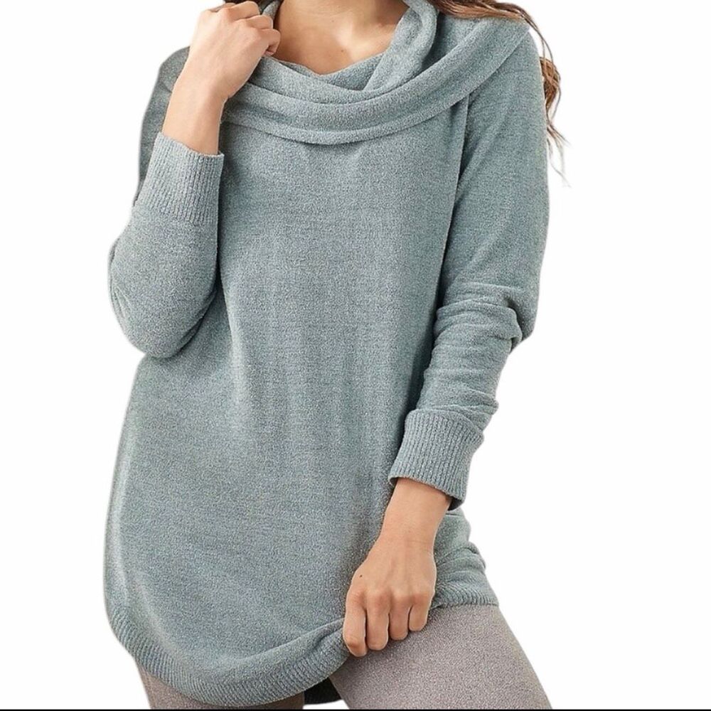 Barefoot Dreams CozyChic Ultra Lite Coastal Cowl Neck Tunic Faded Jade s NEW